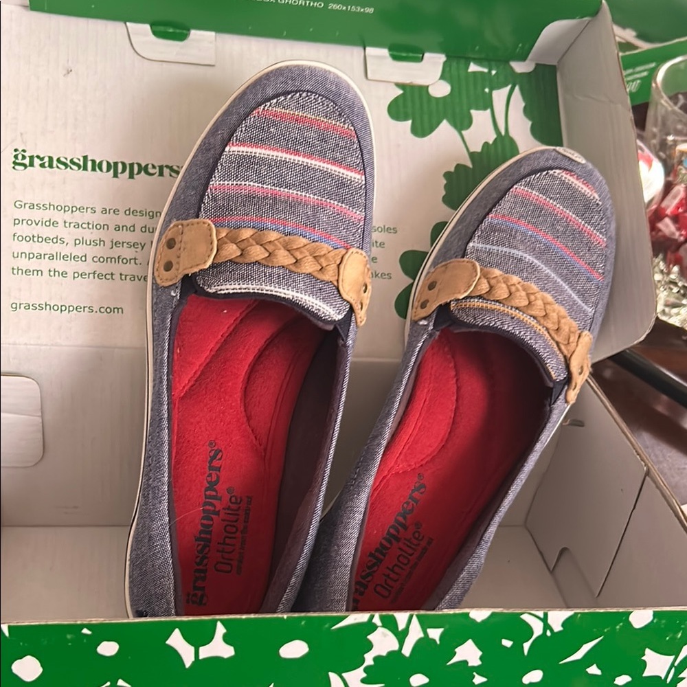Grasshoppers Blue and Tan Flats with Comfort and Style
